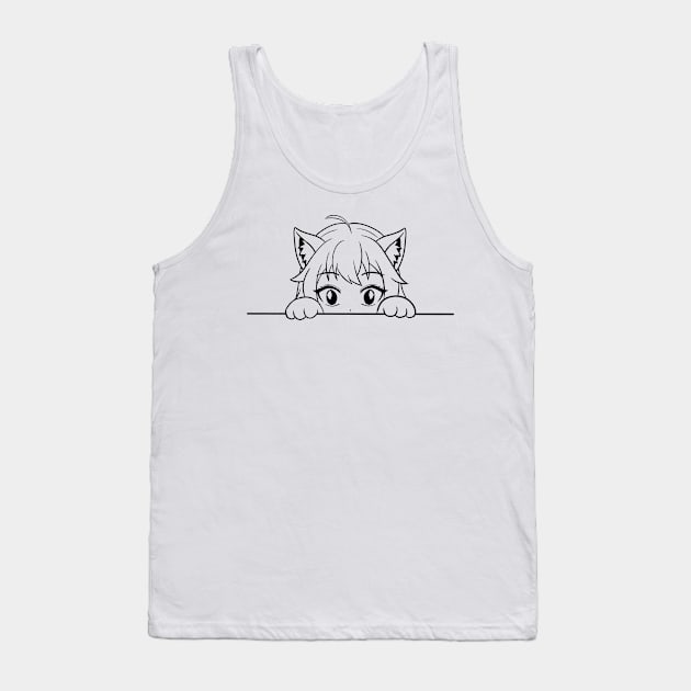 Anime Cat Girl Tank Top by Galina Povkhanych